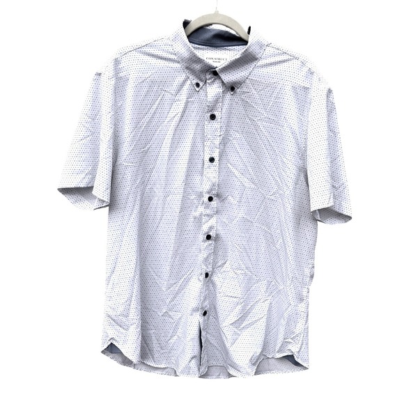 Con.Struct Other - CONSTRUCT Slim Fit White Short Sleeve Button Up Shirt XL Blue‎ Dot Lightweight